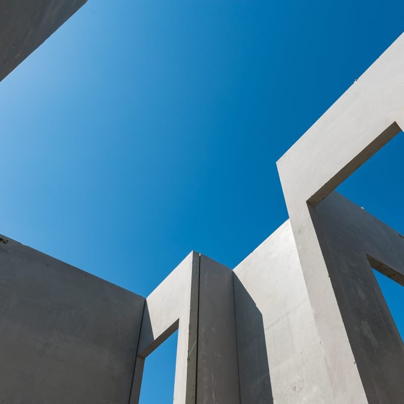 construction site with concret precast wall